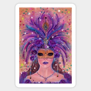 Lady Mardi Gras by Renee Lavoie Sticker